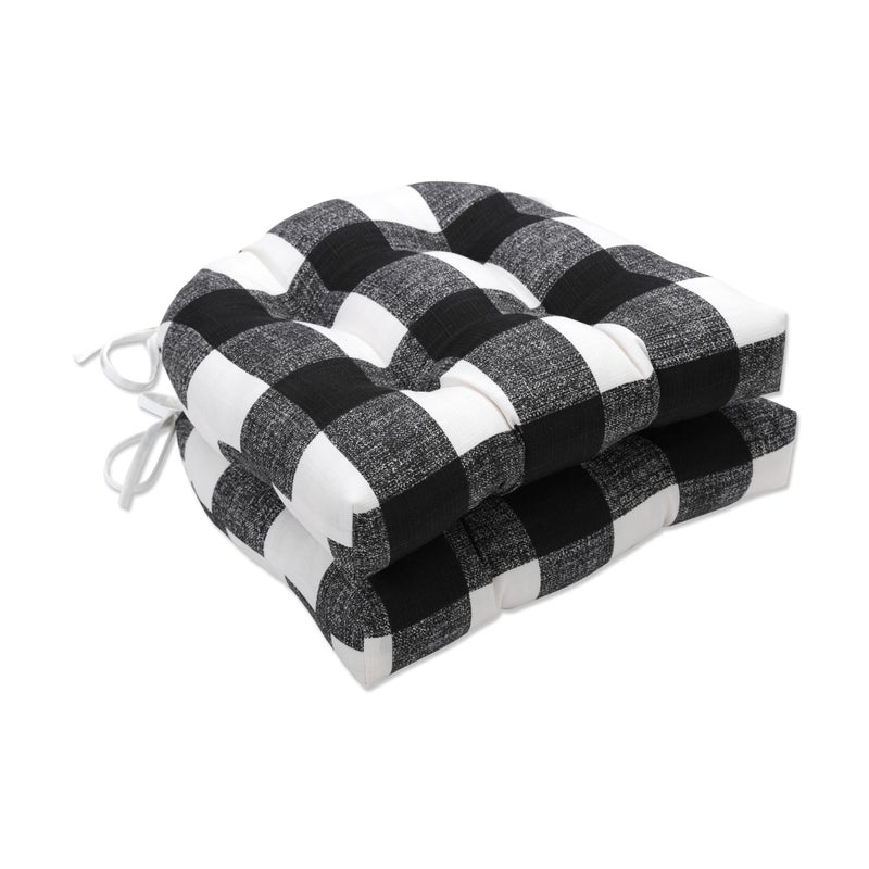 Pillow Perfect 660592 Outdoor/Indoor Anderson Matte Large Chair Pads, 17.5" x 16.5", Black, 2 Pack - Image 1